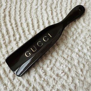 Gucci Black Lacquer Shoehorn with Gold Lettering